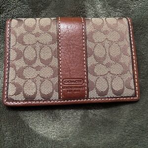 Coach Khaki and Toffee Signature Card Case Wallet